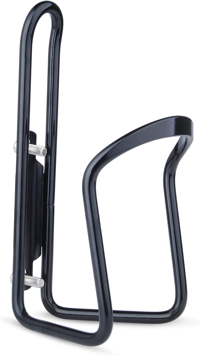 Aluminium Bicycle Water Bottle Cage Universal 70-76mm Mount Lightweight Black with Screws V1258-DP02-BOL-332