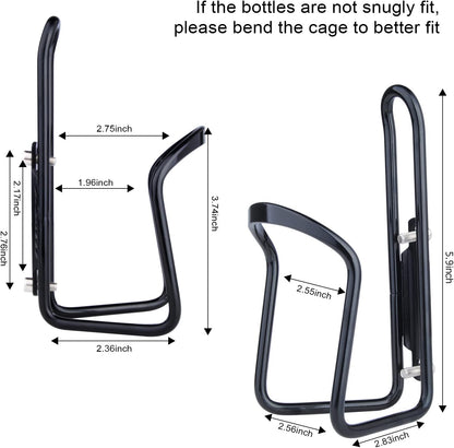 Aluminium Bicycle Water Bottle Cage Universal 70-76mm Mount Lightweight Black with Screws V1258-DP02-BOL-332