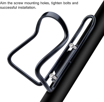 Aluminium Bicycle Water Bottle Cage Universal 70-76mm Mount Lightweight Black with Screws V1258-DP02-BOL-332