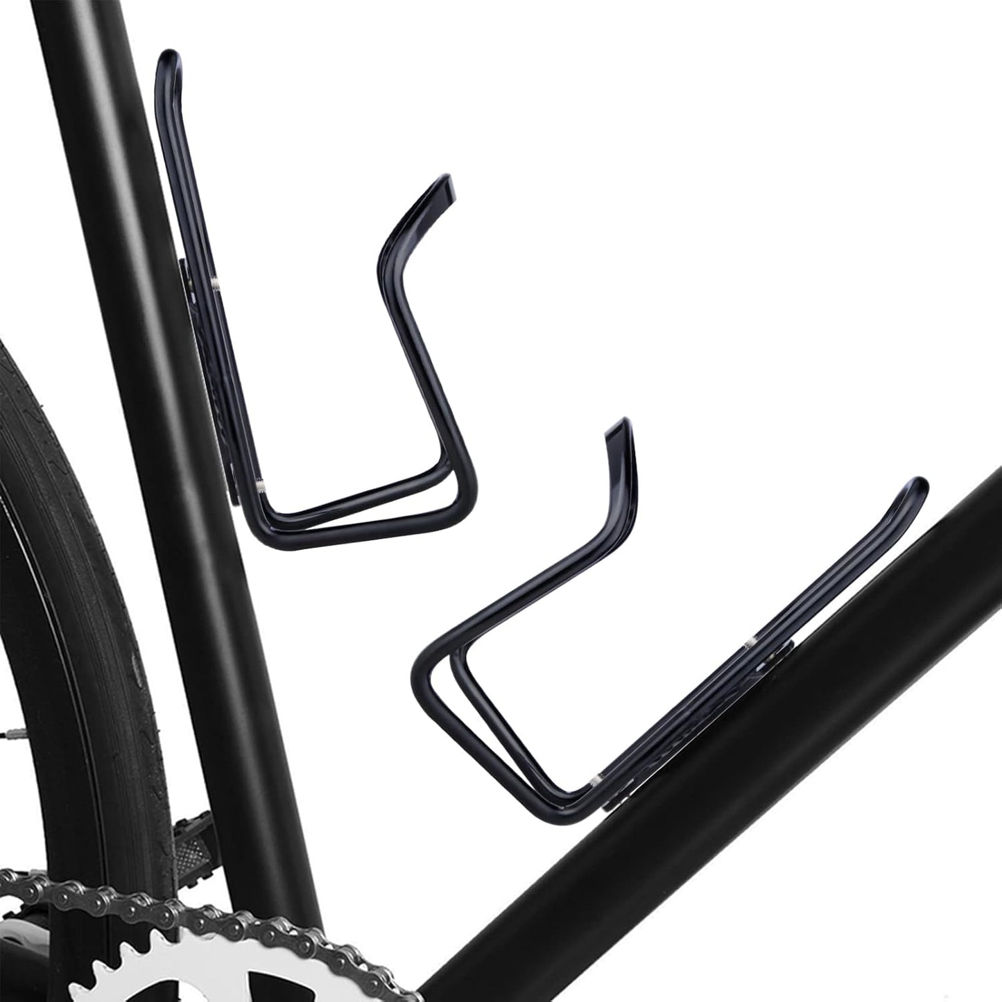 Aluminium Bicycle Water Bottle Cage Universal 70-76mm Mount Lightweight Black with Screws V1258-DP02-BOL-332