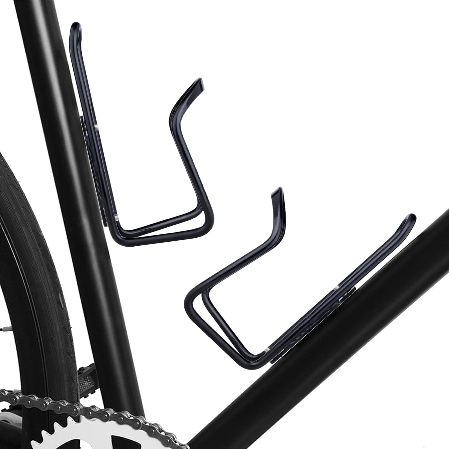 Aluminium Bicycle Water Bottle Cage Universal 70-76mm Mount Lightweight Black with Screws V1258-DP02-BOL-332