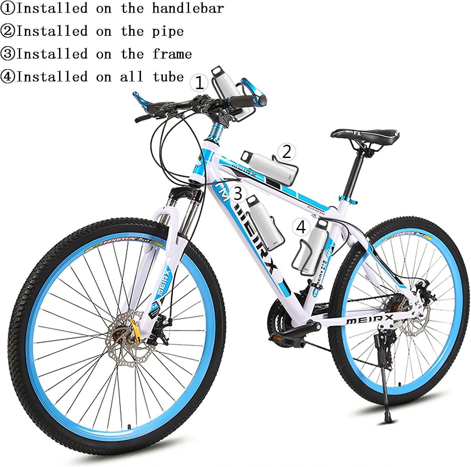 Aluminium Bicycle Water Bottle Cage Universal 70-76mm Mount Lightweight Black with Screws V1258-DP02-BOL-332