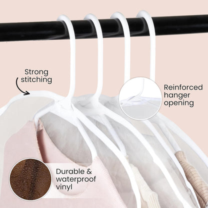 12 Pack Transparent Dustproof Garment Bags 60x30cm Wardrobe Organizer Storage Covers V1258-DP02-BOL-336