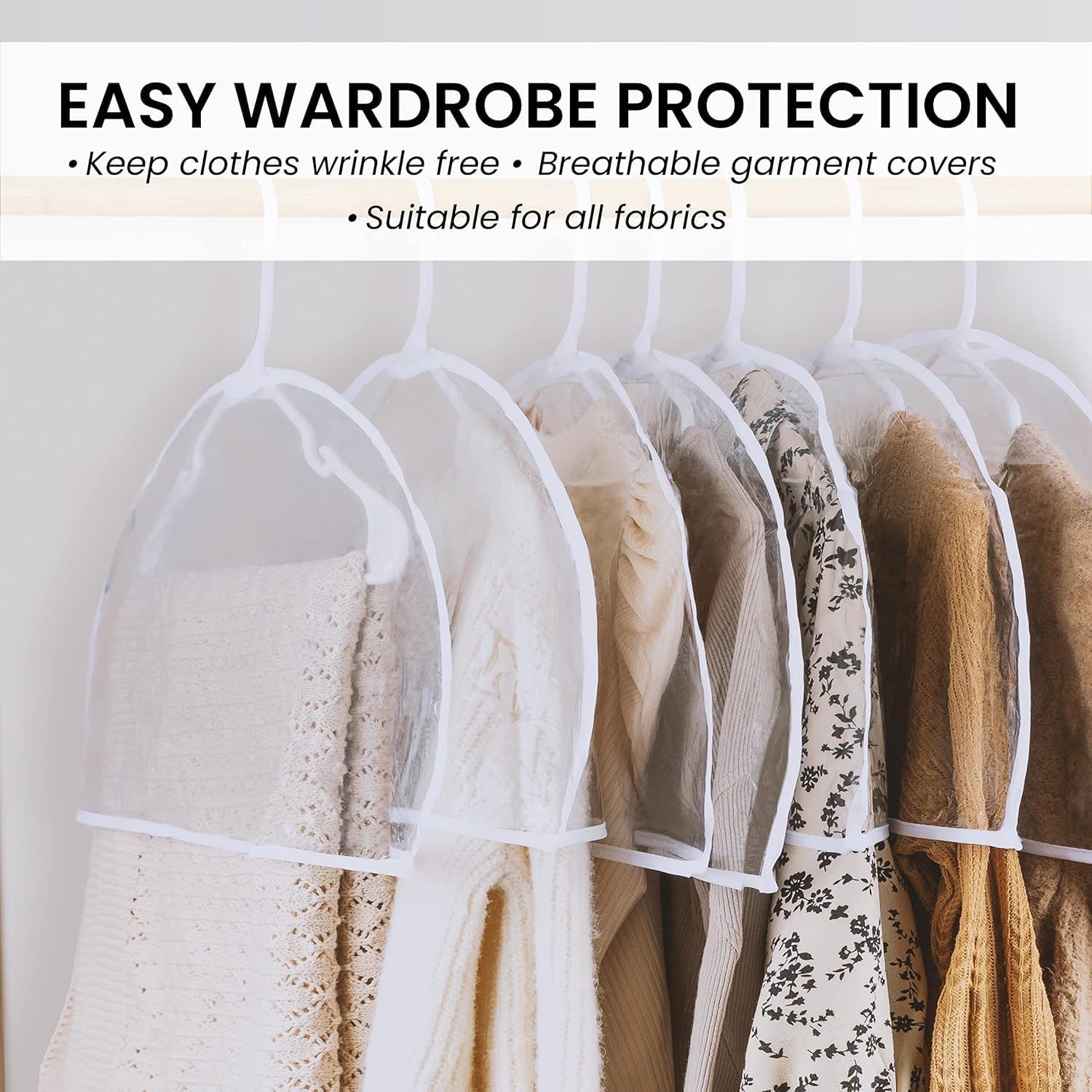12 Pack Transparent Dustproof Garment Bags 60x30cm Wardrobe Organizer Storage Covers V1258-DP02-BOL-336