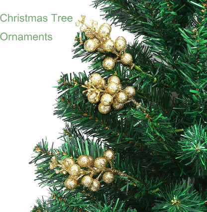 20 Gold Glitter Berry Ornaments Christmas Tree Decorations Artificial Xmas Tree Filler DIY Wreath Festive V1258-DP02-BOL-338