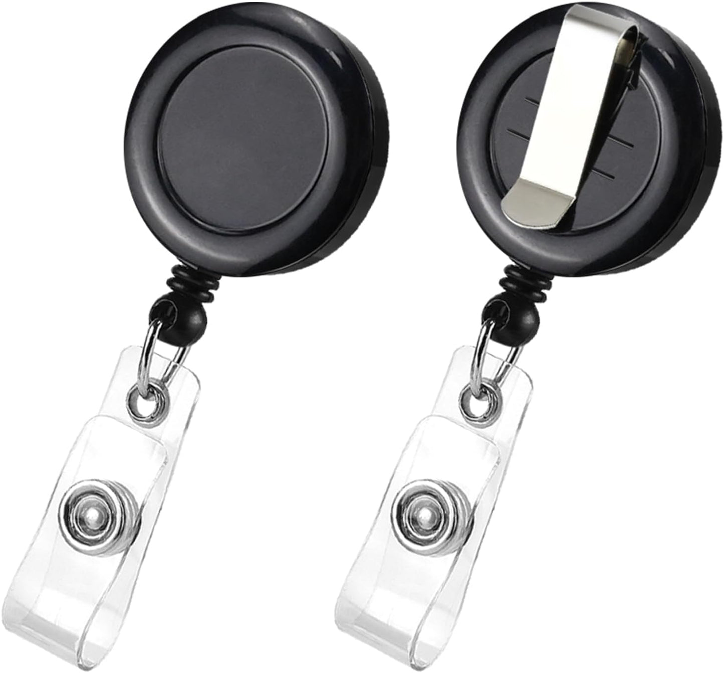 2 Pack Black Retractable ID Badge Holders with Belt Clip for Teachers Students Office Staff V1258-DP02-BOL-341