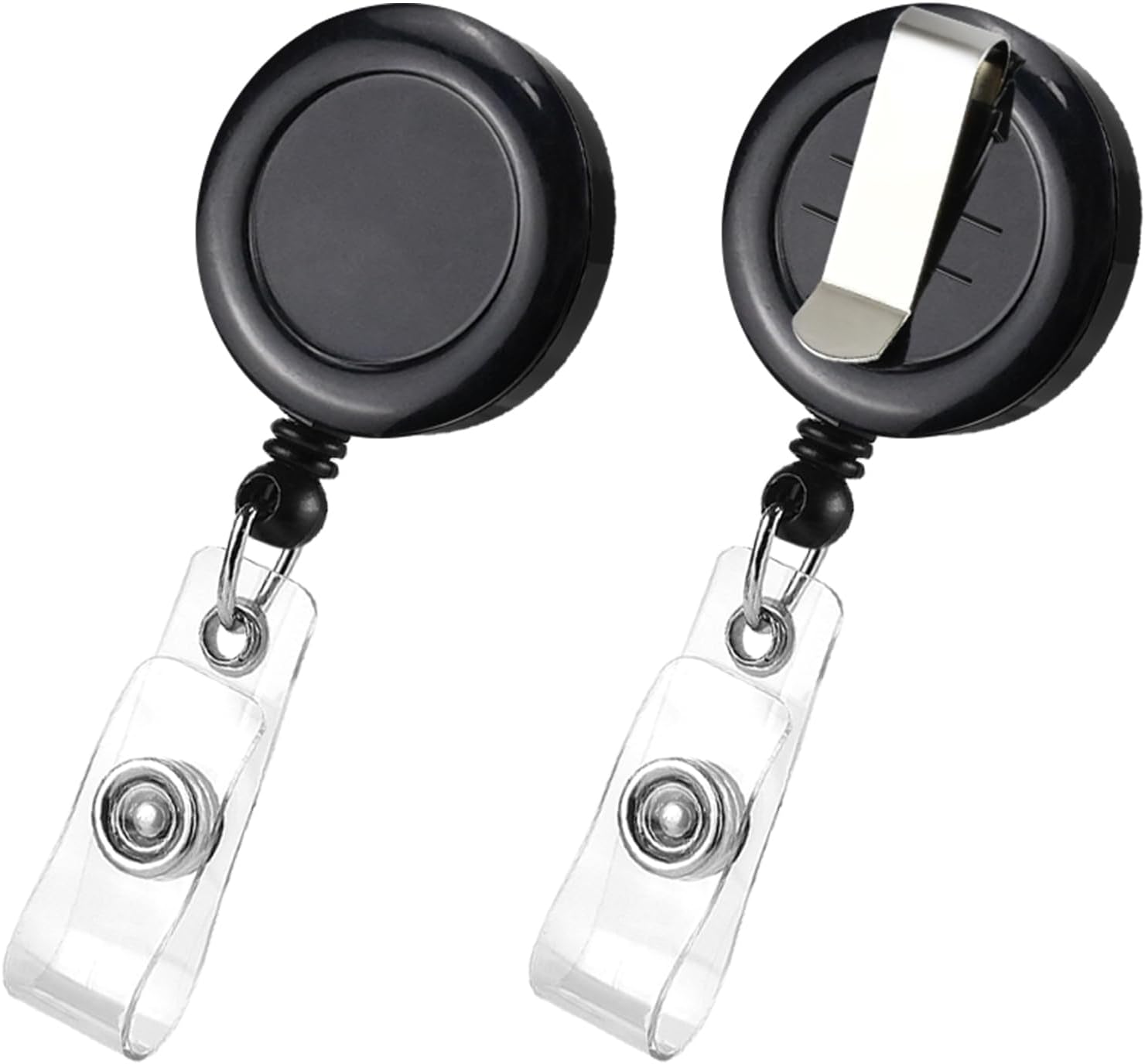 2 Pack Black Retractable ID Badge Holders with Belt Clip for Teachers Students Office Staff V1258-DP02-BOL-341