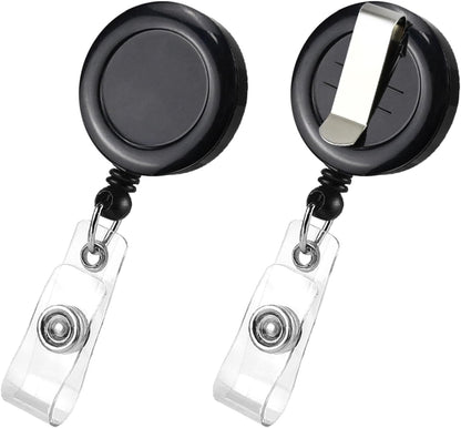 2 Pack Black Retractable ID Badge Holders with Belt Clip for Teachers Students Office Staff V1258-DP02-BOL-341