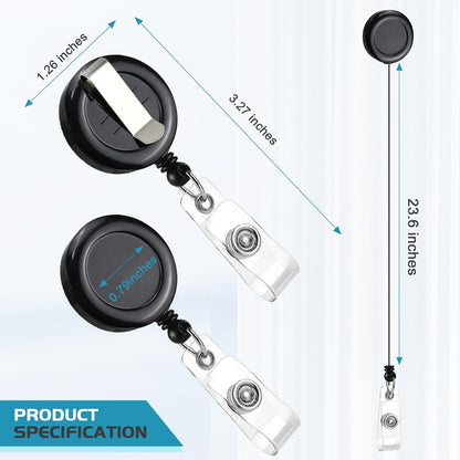 2 Pack Black Retractable ID Badge Holders with Belt Clip for Teachers Students Office Staff V1258-DP02-BOL-341