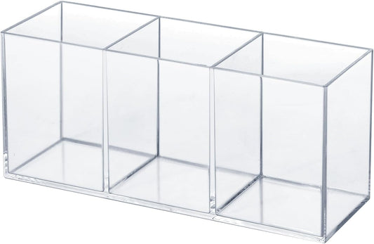 Transparent Pen Holder Desk Organizer - Pencil Marker Paperclip Storage Container - Plastic Stationery V1258-DP02-BOL-342