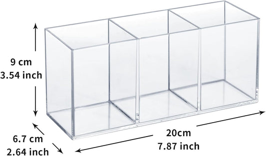 Transparent Pen Holder Desk Organizer - Pencil Marker Paperclip Storage Container - Plastic Stationery V1258-DP02-BOL-342