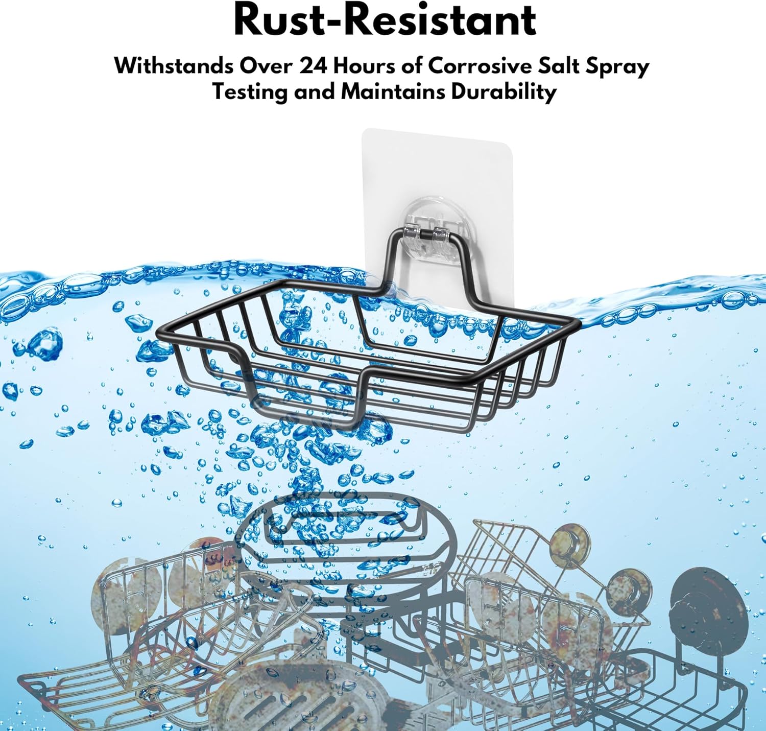Adhesive Soap Dish for Shower & Bathroom - Stainless Steel - Black - 1 Piece V1258-DP02-BOL-344