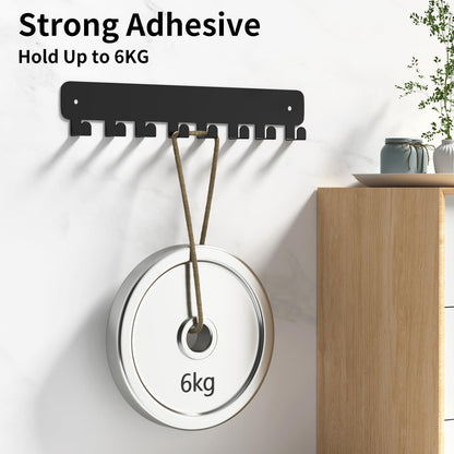 8 Hook Metal Key Rack Black Self-Adhesive or Screw Mount for Kitchen Office Hallway V1258-DP02-BOL-347