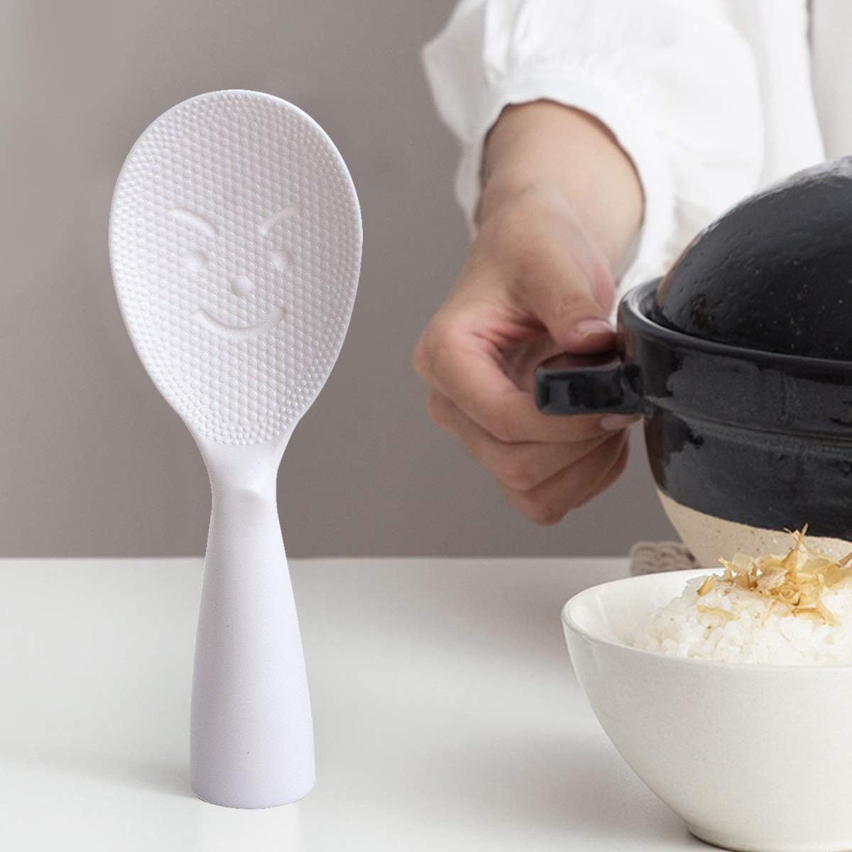 Standing Rice Spoon White Self-Standing Serving Spoon Kitchen Antiscald Rice Paddle V1258-DP02-BOL-35