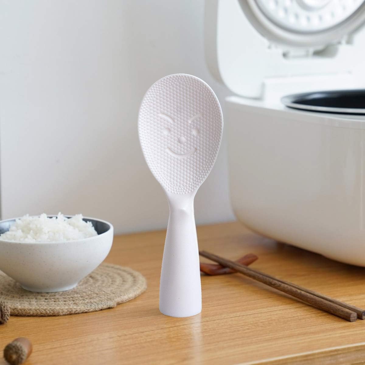Standing Rice Spoon White Self-Standing Serving Spoon Kitchen Antiscald Rice Paddle V1258-DP02-BOL-35
