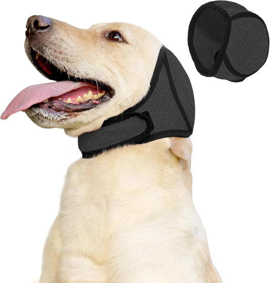 Dog Ear Covers Grey L-Shaped Soundproof No Cap Elastic Waterproof for Hematomas Bathing Drying Swimming V1258-DP02-BOL-350