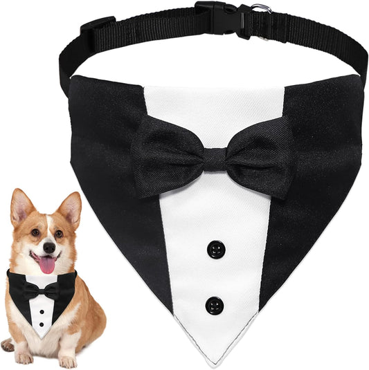 Formal Dog Smoking Set Collar Neckband Adjustable 12.5-21 Inch Black Formal Dog Dress for Wedding Engagement V1258-DP02-BOL-351