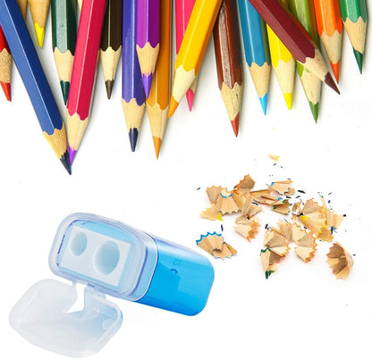 24 Pack Kids Pencil Sharpeners Small Handheld Dual Hole with Lid for Children Students V1258-DP02-BOL-352