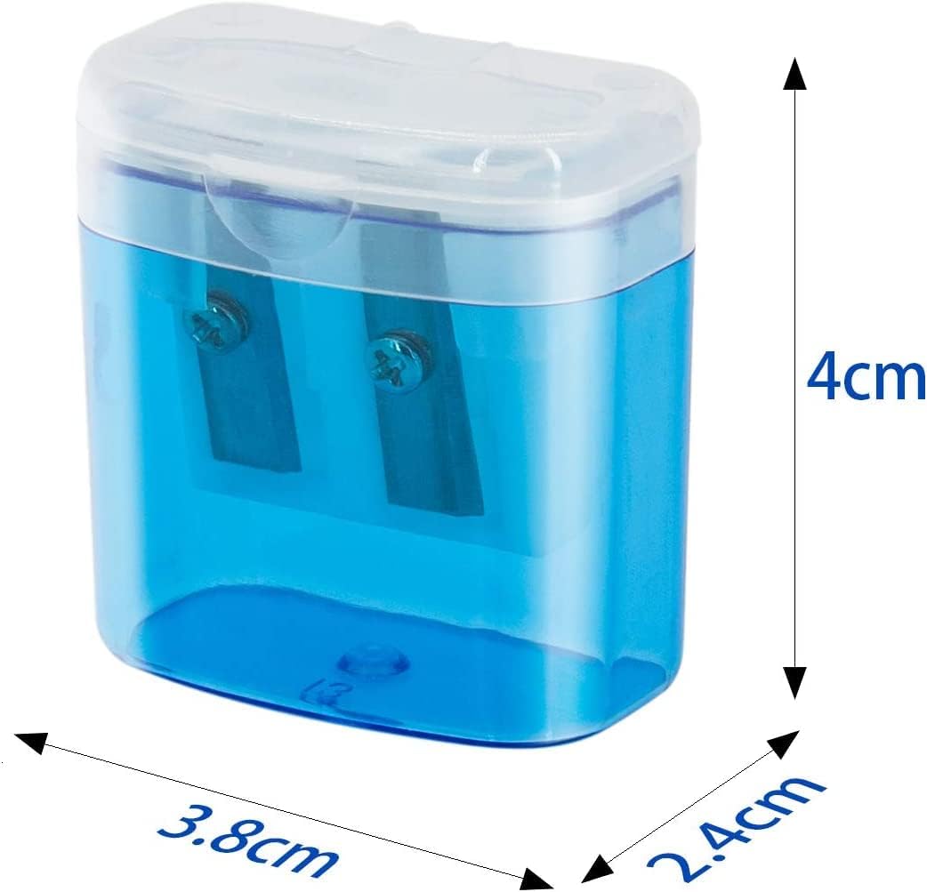24 Pack Kids Pencil Sharpeners Small Handheld Dual Hole with Lid for Children Students V1258-DP02-BOL-352