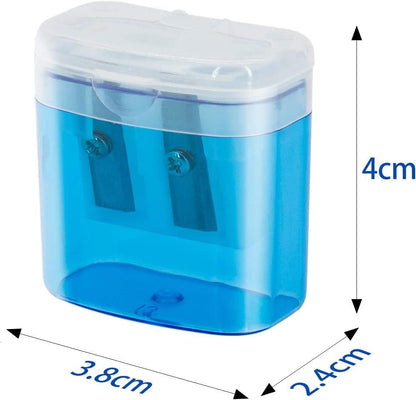 24 Pack Kids Pencil Sharpeners Small Handheld Dual Hole with Lid for Children Students V1258-DP02-BOL-352