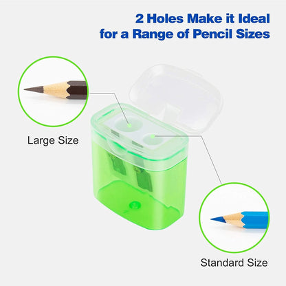 24 Pack Kids Pencil Sharpeners Small Handheld Dual Hole with Lid for Children Students V1258-DP02-BOL-352