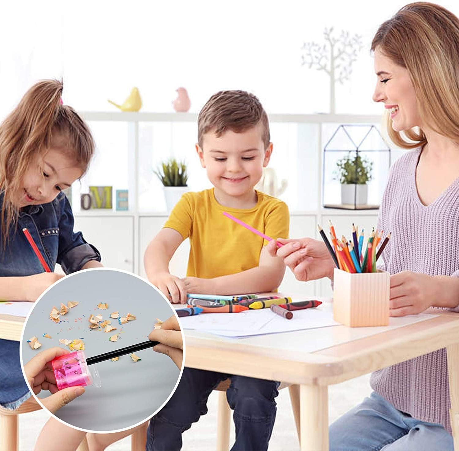 24 Pack Kids Pencil Sharpeners Small Handheld Dual Hole with Lid for Children Students V1258-DP02-BOL-352