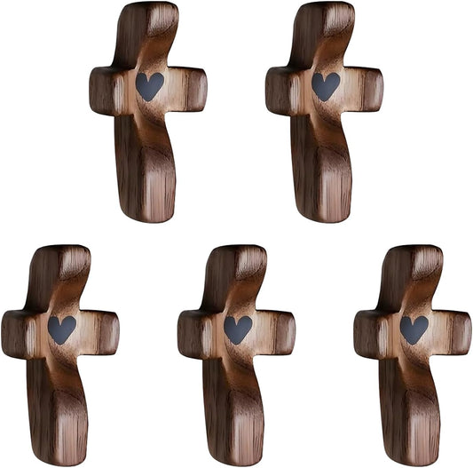 Black Cross Ornaments Set of 5 Wooden Cross Crafts Perfect Gift Idea V1258-DP02-BOL-355
