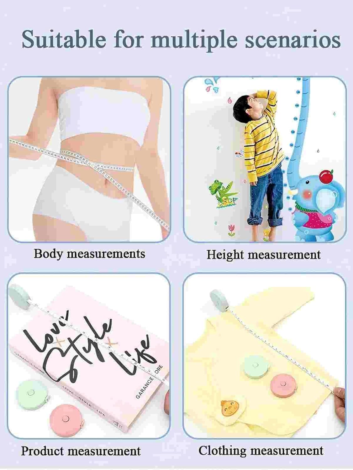 3 Pack Retractable Measuring Tape 150cm Double Sided Flexible for Body Measurements Sewing and Crafts V1258-DP02-BOL-357