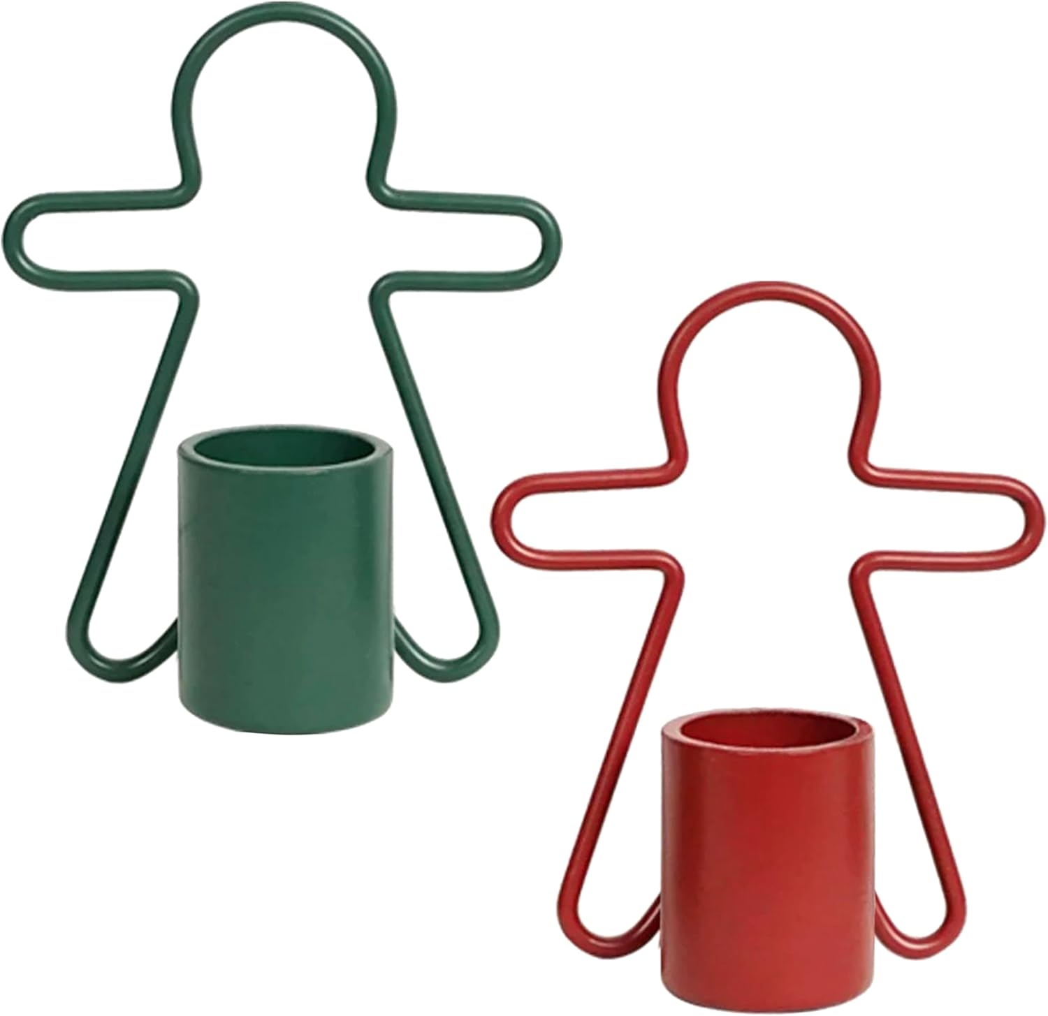 2 Pack Christmas Candles - Gingerbread & Nutcracker Shaped Candles - Arch Design - Red & Green Festive Decor V1258-DP02-BOL-359