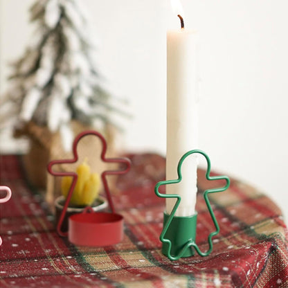 2 Pack Christmas Candles - Gingerbread & Nutcracker Shaped Candles - Arch Design - Red & Green Festive Decor V1258-DP02-BOL-359