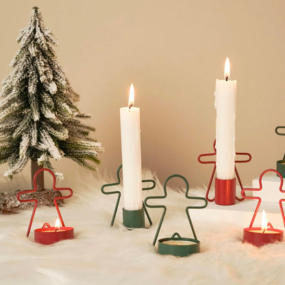 2 Pack Christmas Candles - Gingerbread & Nutcracker Shaped Candles - Arch Design - Red & Green Festive Decor V1258-DP02-BOL-359
