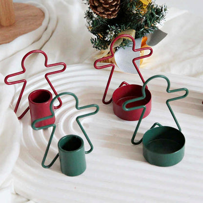 2 Pack Christmas Candles - Gingerbread & Nutcracker Shaped Candles - Arch Design - Red & Green Festive Decor V1258-DP02-BOL-359