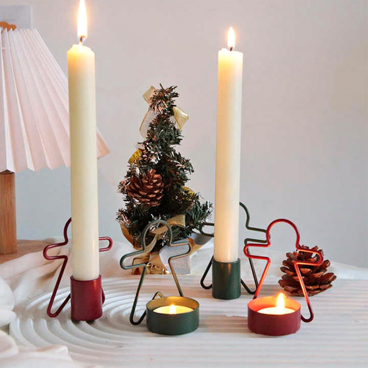2 Pack Christmas Candles - Gingerbread & Nutcracker Shaped Candles - Arch Design - Red & Green Festive Decor V1258-DP02-BOL-359
