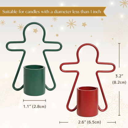 2 Pack Christmas Candles - Gingerbread & Nutcracker Shaped Candles - Arch Design - Red & Green Festive Decor V1258-DP02-BOL-359