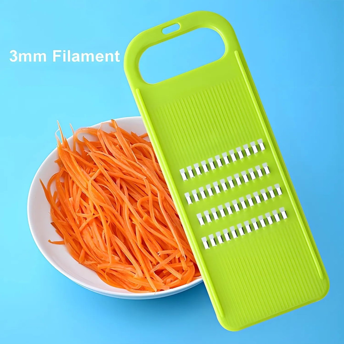 Green Multifunctional Stainless Steel Vegetable Julienne Grater with Anti-Slip Ergonomic Handle for Shredding V1258-DP02-BOL-36