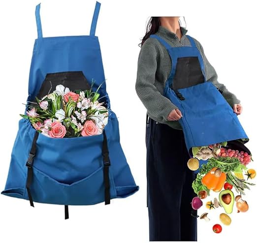 1 Piece Blue Fruit Picking Bag Water Resistant Storage Apron for Garden Fruits and Vegetables Suitable for V1258-DP02-BOL-360