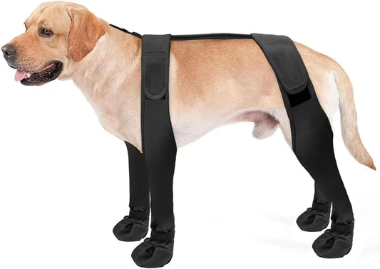 Dog Boots with Straps - Black High Anti-Slip Waterproof Dog Shoes Adjustable Straps Winter Snow Rain V1258-DP02-BOL-362