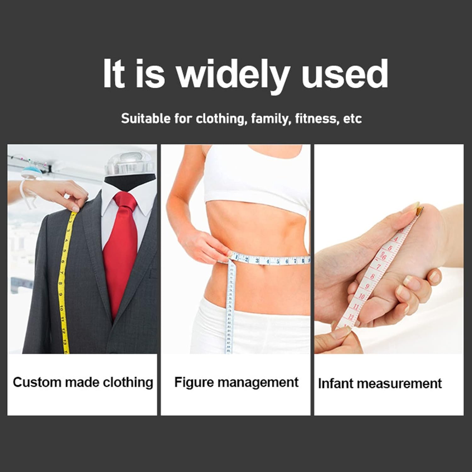 4 Pack Double-Sided Measuring Tape 60 Inch 1.5m Retractable Soft Portable with Keychain for Tailors and V1258-DP02-BOL-365
