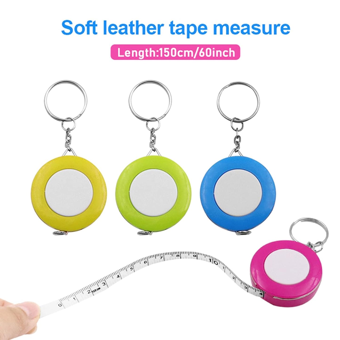 4 Pack Double-Sided Measuring Tape 60 Inch 1.5m Retractable Soft Portable with Keychain for Tailors and V1258-DP02-BOL-365