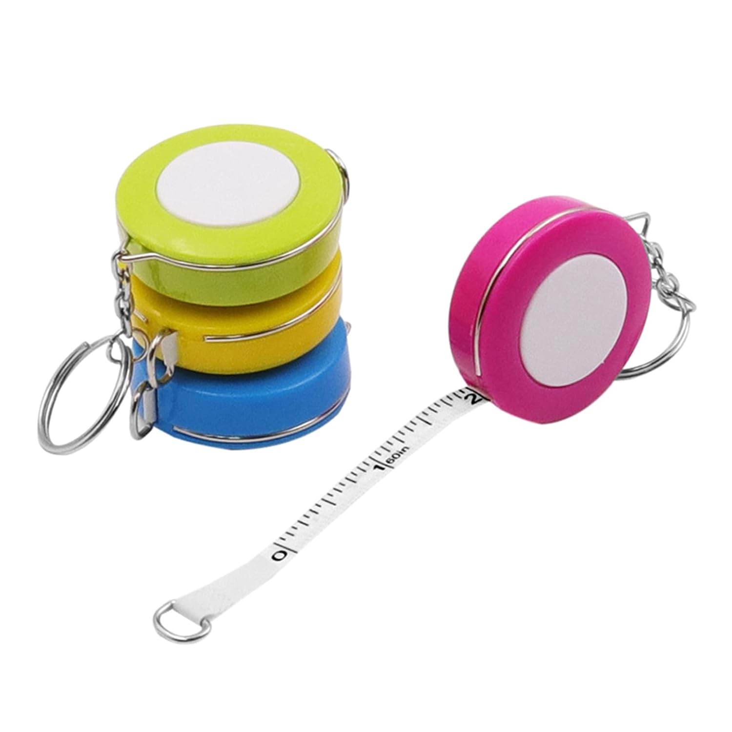 4 Pack Double-Sided Measuring Tape 60 Inch 1.5m Retractable Soft Portable with Keychain for Tailors and V1258-DP02-BOL-365