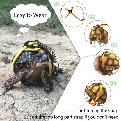 Yellow Turtle Harness Medium Size No Bell with Walking and Chest Straps Turtle Accessories for Turtles and V1258-DP02-BOL-366