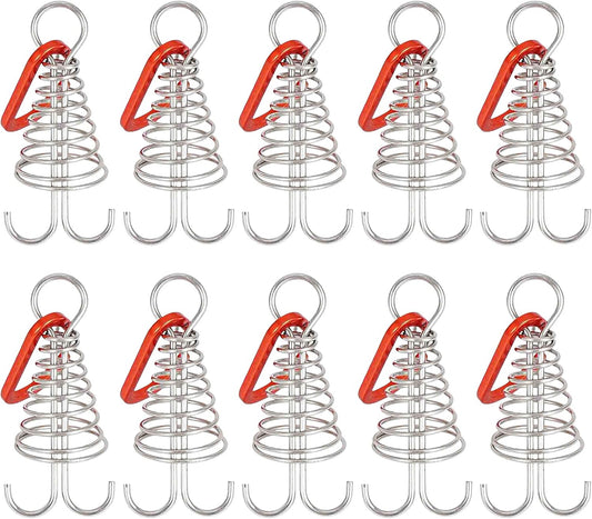 10 Pack Tent Pegs Aluminium Alloy Visgraat Shaped Windproof Octopus Tenthorns with Spring Clips Portable Rope V1258-DP02-BOL-367