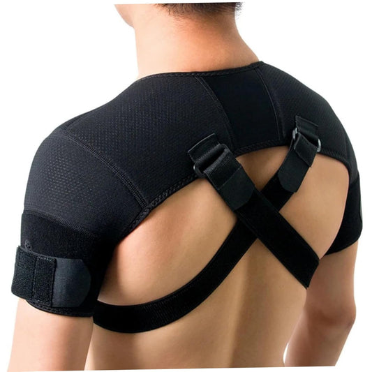 Adjustable Shoulder Support Brace - Black - Breathable Protective Shoulder Sleeve for Sleeping, Sports & V1258-DP02-BOL-376