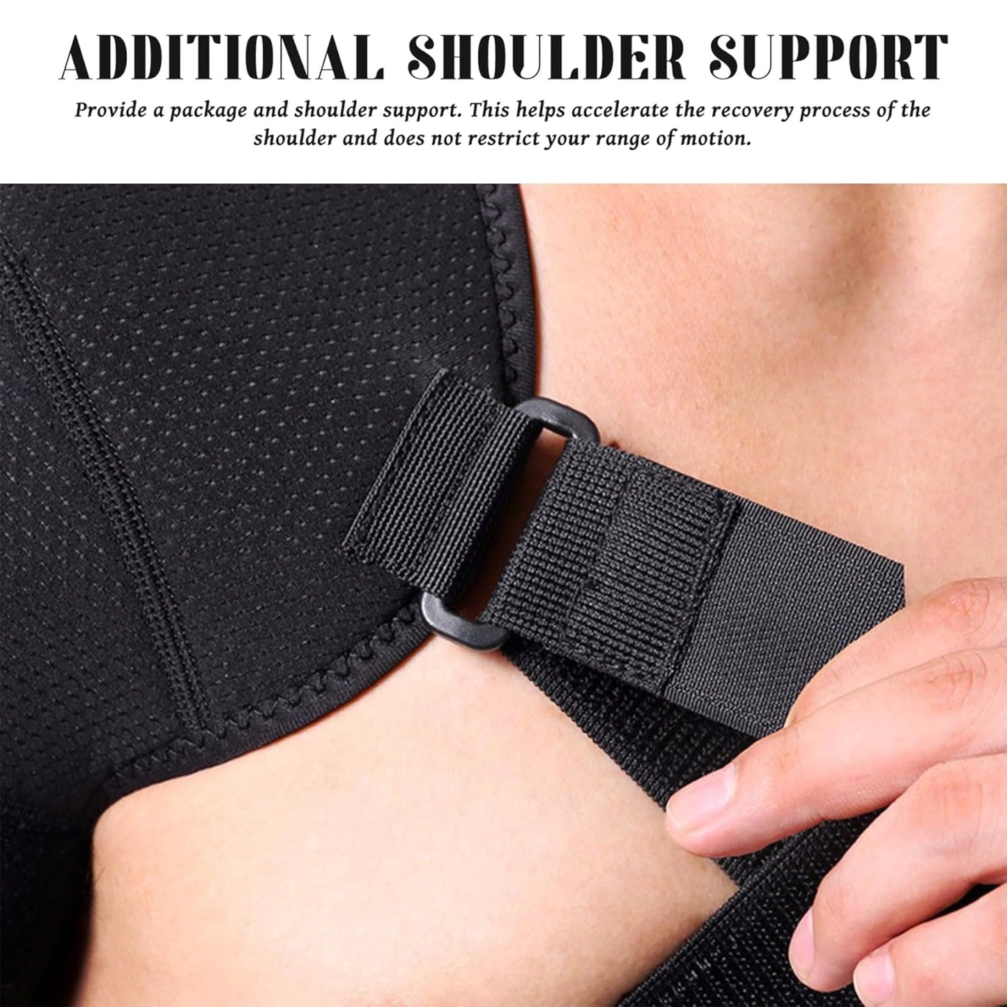 Adjustable Shoulder Support Brace - Black - Breathable Protective Shoulder Sleeve for Sleeping, Sports & V1258-DP02-BOL-376
