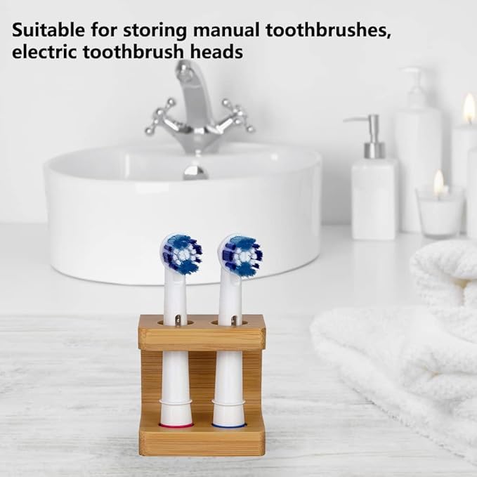 Bamboo Toothbrush Holder Organizer Set of 1 - Keep Bathroom Tidy & Hygienic - Stylish Sustainable Storage V1258-DP02-BOL-382