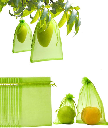 100 Pack Army Green 7x5 Inch Drawstring Mesh Bags for Potatoes Fruit Vegetables Plants Flowers Protection V1258-DP02-BOL-384