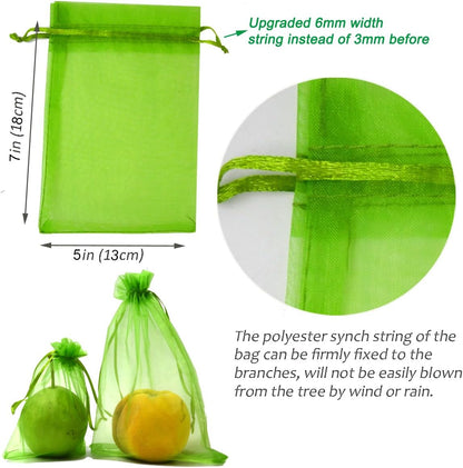 100 Pack Army Green 7x5 Inch Drawstring Mesh Bags for Potatoes Fruit Vegetables Plants Flowers Protection V1258-DP02-BOL-384