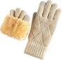 Unisex Beige Winter Running Gloves with Thick Fleece Lining for Warmth V1258-DP02-BOL-385