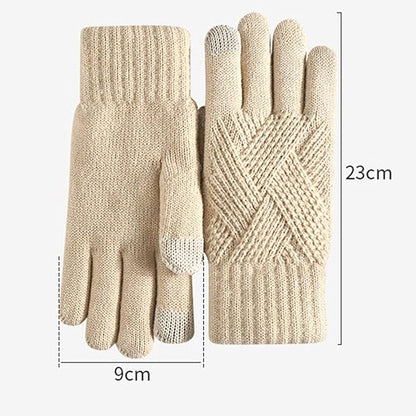 Unisex Beige Winter Running Gloves with Thick Fleece Lining for Warmth V1258-DP02-BOL-385