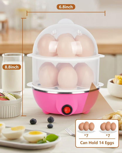Electric Egg Cooker 14 Eggs Capacity with Timer and Automatic Shut-Off 350W Double Layer Multifunctional Egg V1258-DP02-BOL-394